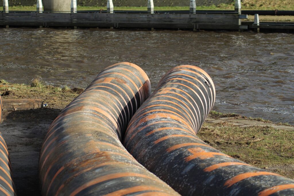 Sewage pipes going into water